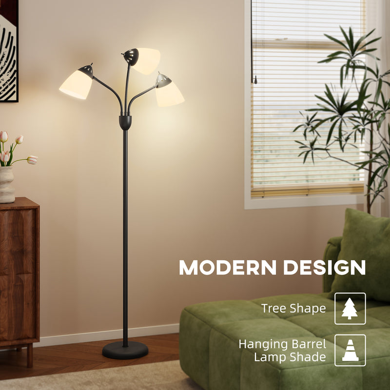 Arc Floor Lamp with 3 Adjustable Lights and Colour Temperature Control for Living Room, Black