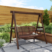 Three Seater Wooden Garden Swing Bench Sturdy Outdoor Seat by Outsunny