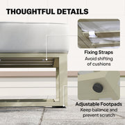 Garden Sofa Set with Daybed and Coffee Table for Flexible Outdoor Lounging, Cream White & Rose Gold Outsunny