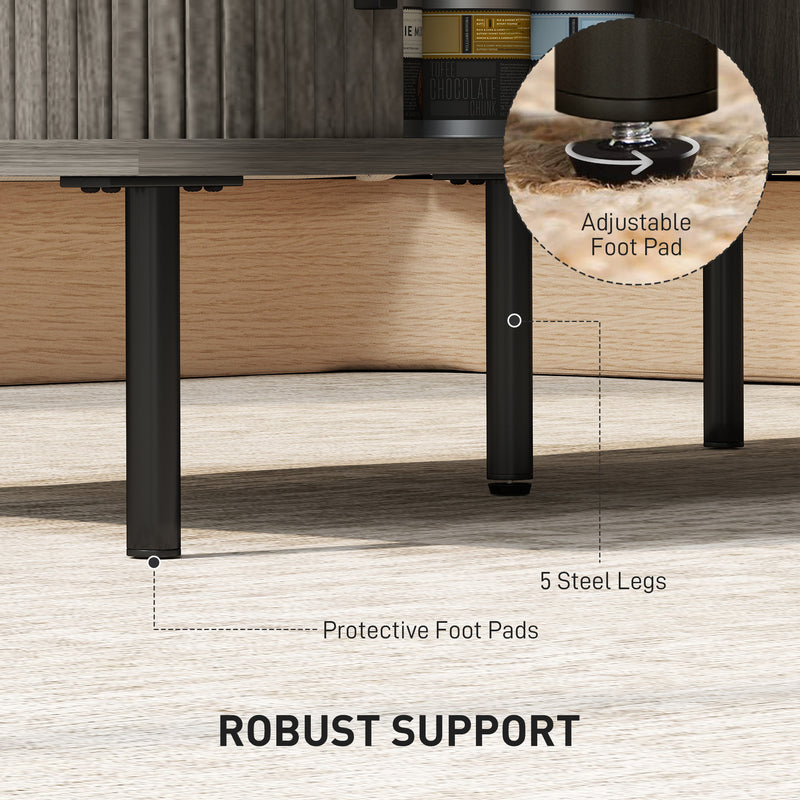 Rectangular Coffee Table With Storage And Sliding Slatted Doors For Living Room, Grey