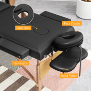 Black Foldable Massage Table with Beech Wood Legs Ideal for Home or Mobile Therapists