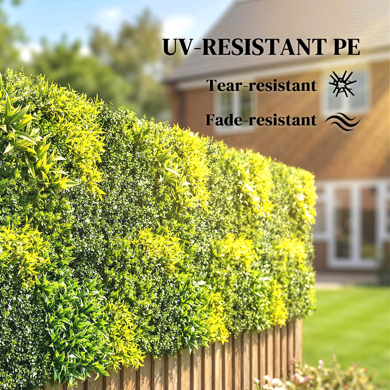 Artificial Plant Wall Panel for Privacy and Year Round Greenery Indoors or Outdoors Green Outsunny