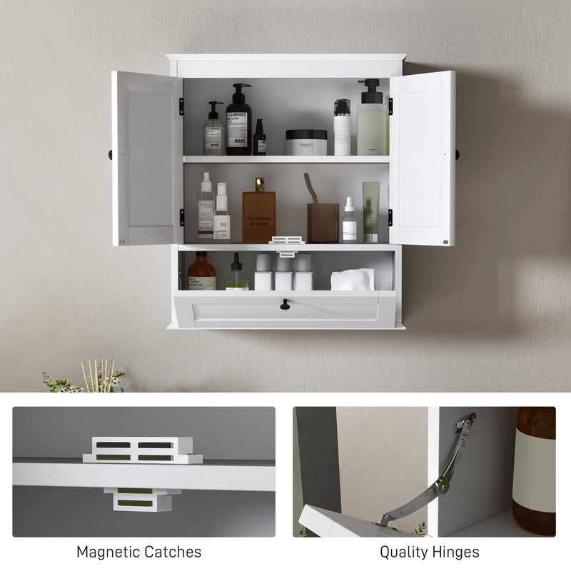 Wall Mounted Bathroom Cabinet With Adjustable Shelf For Organised Storage, White