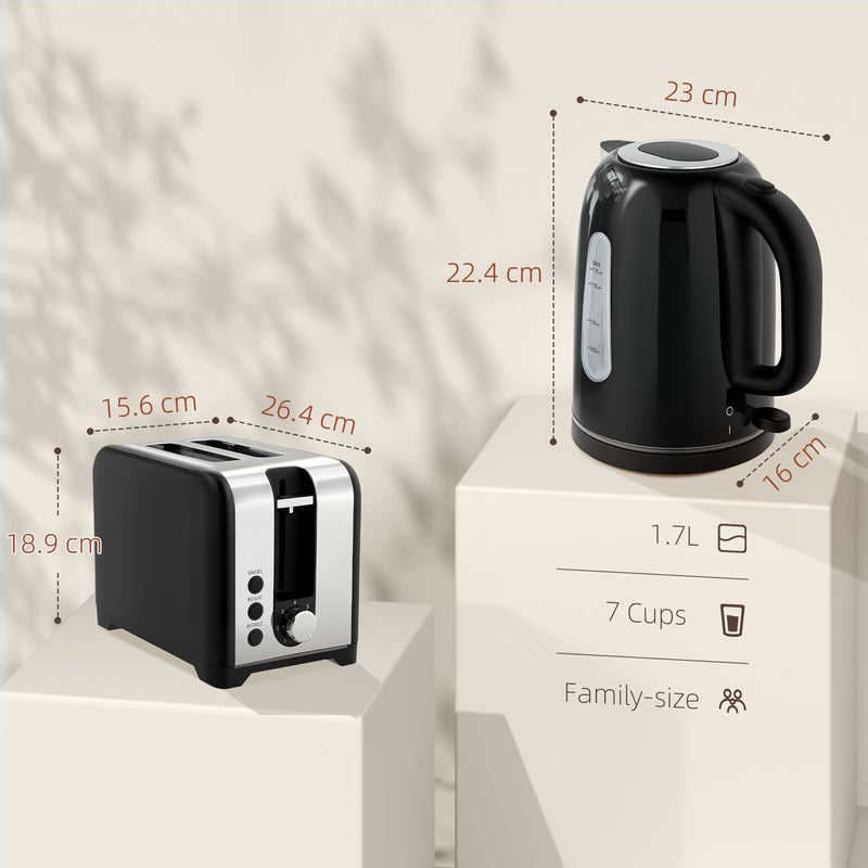 Toaster and Kettle Set with Fast Boil and Even Toasting for Easy Mornings Black