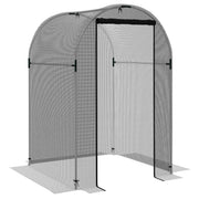 Steel Garden Fruit Cage with Zipped Door for Plant Protection 1.2 x 1.2 x 1.9m Black AOSOM