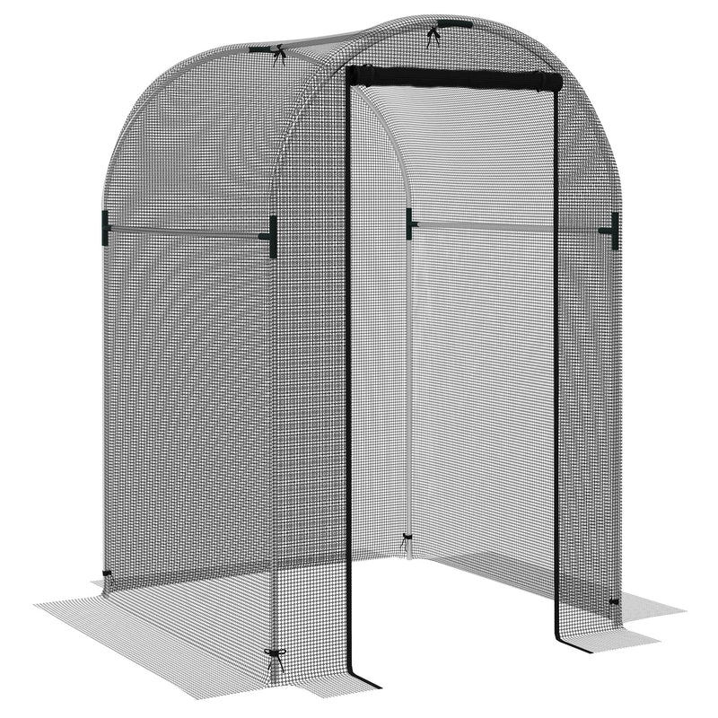 Steel Garden Fruit Cage with Zipped Door for Plant Protection 1.2 x 1.2 x 1.9m Black AOSOM