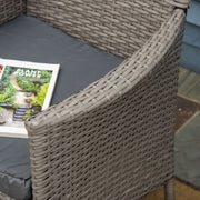 Grey Rattan Garden Armchairs Set of 4 With Cushions Ideal for Outdoor Relaxing