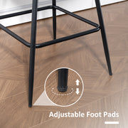 Set of 2 PU Leather Swivel Bar Stools with Adjustable Height for Kitchen Breakfast Bar Black