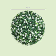 Set of Two Artificial Boxwood Ball Plants for Indoor or Outdoor Display White AOSOM