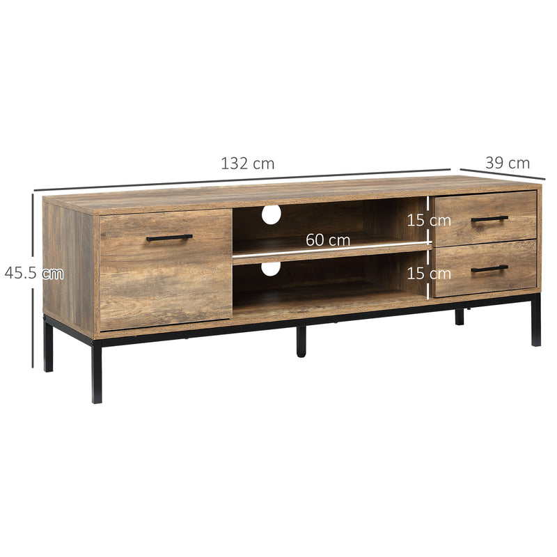 Light Industrial Style TV Stand Cabinet with Storage For 50" TVS Brown and Black by HOMCOM