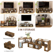 Rustic Brown TV Stand for TVs up to 75 Inches with Storage Shelves Extendable Design by HOMCOM
