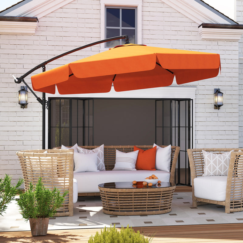 Orange 2.7m Cantilever Garden Parasol with Adjustable Crank Arm by Outsunny