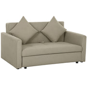 Light Brown 2 Seater Sofa Bed with Cushions and Hidden Storage by HOMCOM