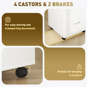 Lockable Mobile Filing Cabinet with Two Drawers for Home Office White Wood Grain by HOMCOM