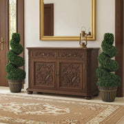 Set of 2 Spiral Boxwood Topiary Trees with Pots for Indoor or Outdoor Use 90cm Green