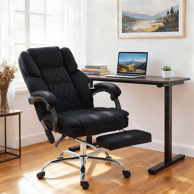 Massage Office Chair with Reclining Back and Heated Lumbar Support Black AOSOM