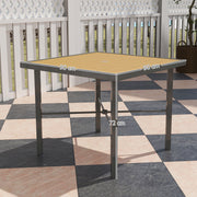 90cm Square Garden Dining Table with Umbrella Hole and Wood Effect Top by Outsunny