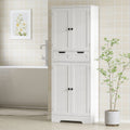 Tall White Bathroom Storage Cabinet with Shelves and Drawer for Towels and Toiletries