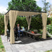 Khaki 3 x 3m Retractable Pergola with Curtains Garden Gazebo Shelter for Patio and Deck by Outsunny