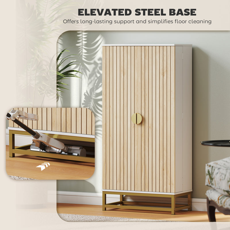Kitchen Pantry Cupboard with Adjustable Shelves for Easy Organisation White and Wood AOSOM