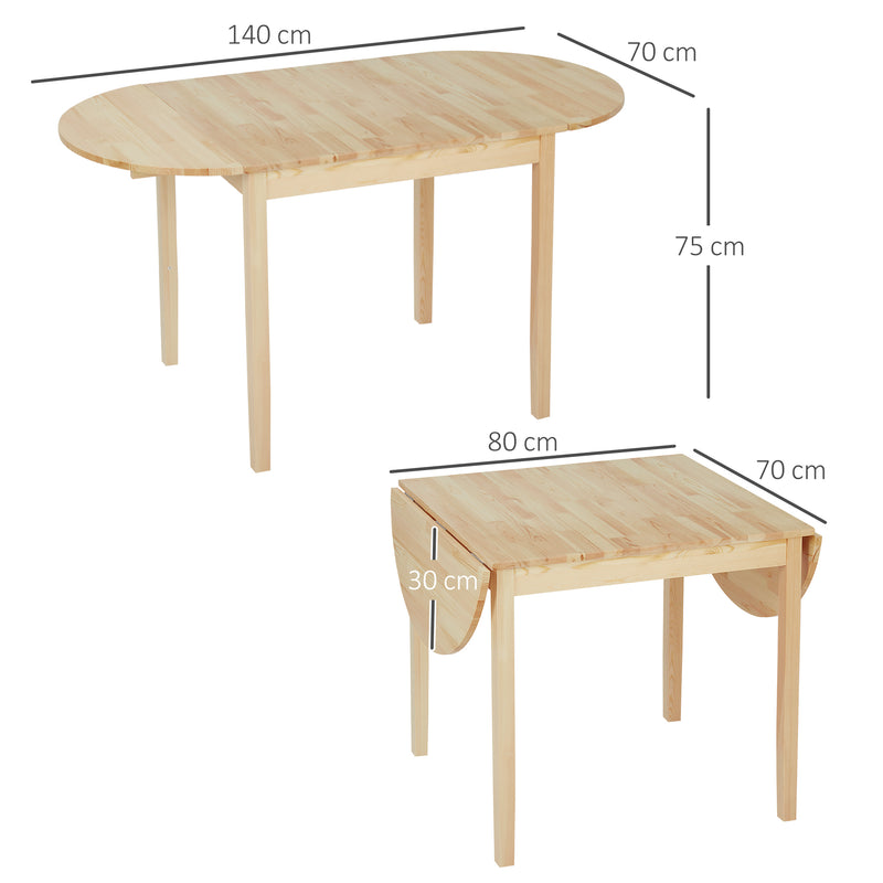 Natural Wooden Drop-Leaf Dining Table Seats 4-6 by HOMCOM