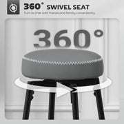 Set of Two Adjustable Faux Leather Bar Stools with Footrest for Kitchen or Home Bar, Grey