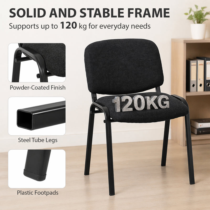 Stackable Office Visitor Chair for Easy Storage and Clutter-Free Workspace Black