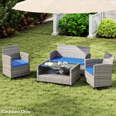 Sky Blue Garden Seat Cushion Pads Set of 3 for Rattan Furniture by Outsunny