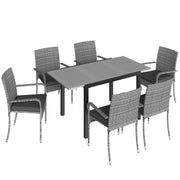 Garden Dining Set with Extendable Table and Stackable Chairs for Flexible Outdoor Seating Dark Grey Outsunny