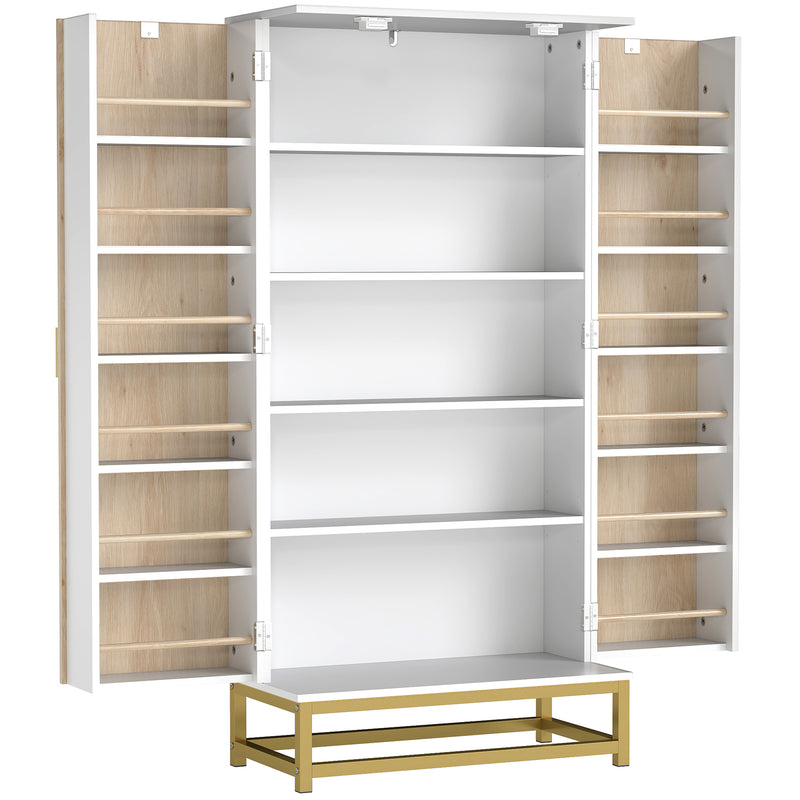 Kitchen Pantry Cupboard with Adjustable Shelves for Easy Organisation White and Wood AOSOM