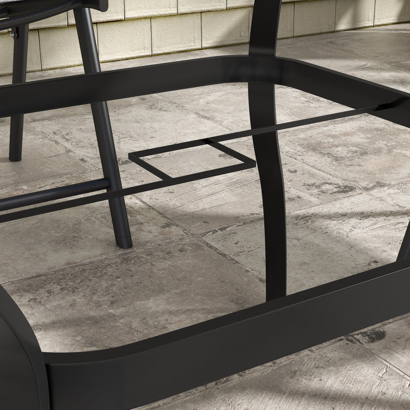 Brown 4 Seater Steel Square Garden Table With Parasol Hole Ideal For Outdoor Dining