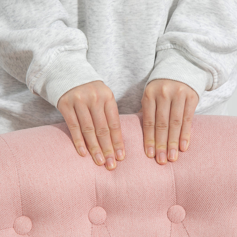 Pink Upholstered Accent Dining Chair With Pillow and Solid Wood Legs by HOMCOM