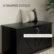 100L Wooden Storage Box With Safety Hinges Ideal for Home Organisation, Black