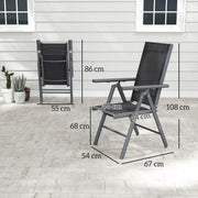 Set of 2 Folding Camping Chairs with Aluminium Frame and Breathable Mesh Seat by Outsunny