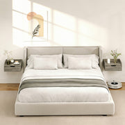 Floating Bedside Tables Set of 2 with Drawer and Shelf for Space Saving Bedroom Storage Grey AOSOM