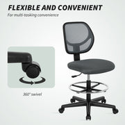 Ergonomic Mesh Standing Desk Chair with Adjustable Footrest for Office Comfort Charcoal Grey