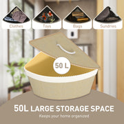 Bamboo Corner Laundry Basket With Lid 55L Removable Liner Bathroom Hamper