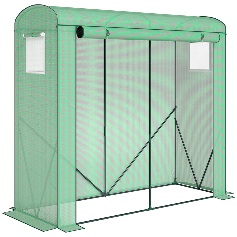 Garden Greenhouse for Year Round Plant Protection with Roll Up Door and Mesh Windows Green Outsunny