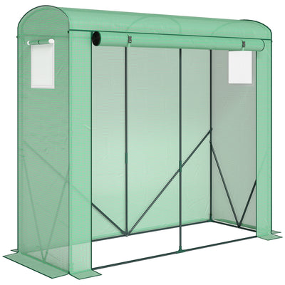 Garden Greenhouse for Year Round Plant Protection with Roll Up Door and Mesh Windows Green Outsunny