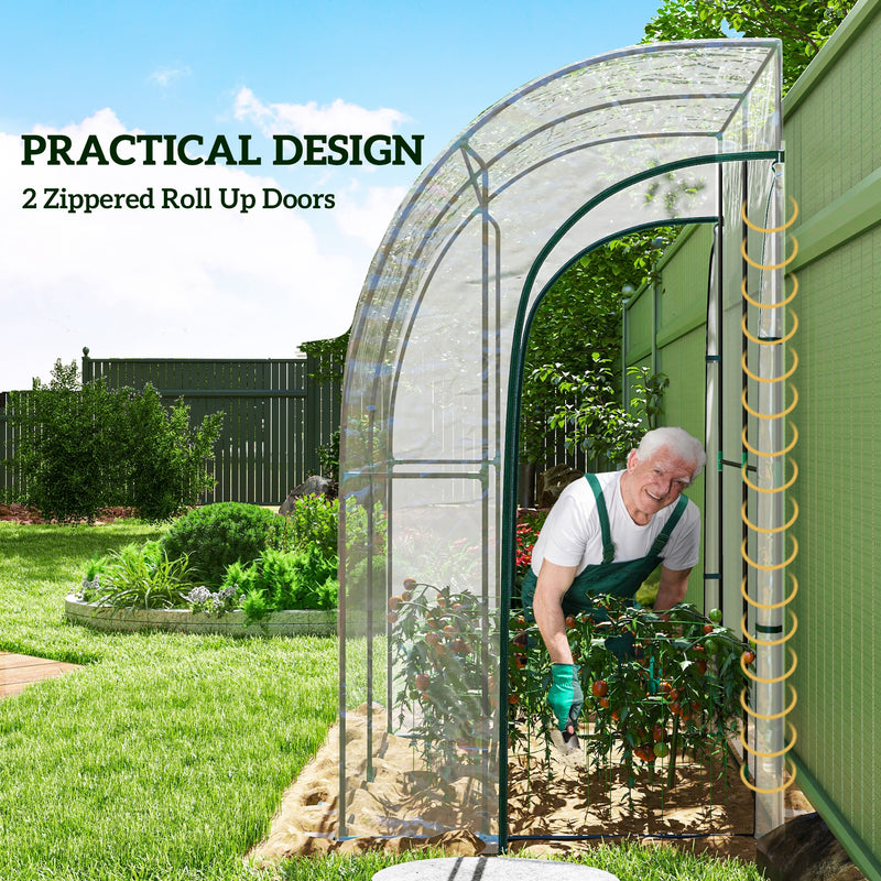 Walk In Lean To Greenhouse 143 x 118cm With Shelves Ideal For Small Gardens Green