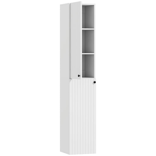 Wall Mounted Tall Bathroom Cabinet with Soft Close Doors Ideal for Small Spaces, White