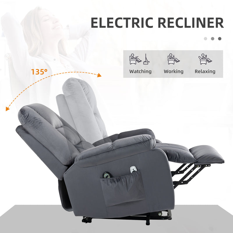 Reclining Massage Armchair with Eight Points and Heating for Home Comfort Grey