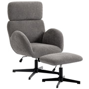 Armchair and Footstool Set with Swivel and Rocking for Relaxing at Home Grey AOSOM