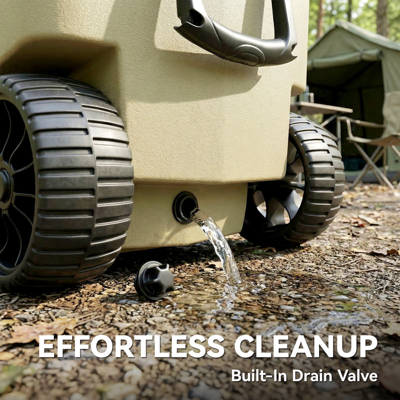 Outdoor Cooler Box | 70L | 72-Hour Ice Retention | Wheels & Handle | Khaki Outsunny