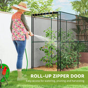 Garden Plant Protection Cage With Zipped Door Shields From Birds And Pests Black AOSOM