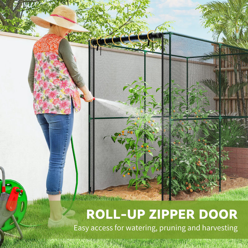 Garden Plant Protection Cage With Zipped Door Shields From Birds And Pests Black AOSOM