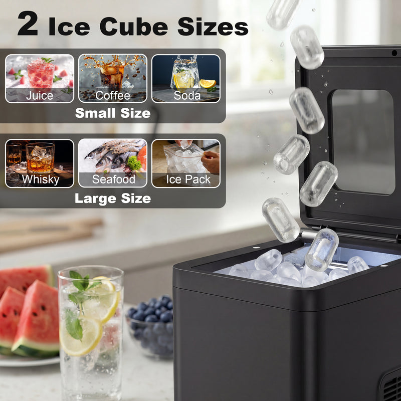 Ice Maker for Quick Chilled Drinks with 2 Ice Sizes and Touchscreen Control Black Homcom
