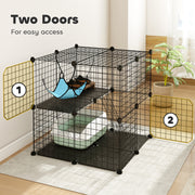 Modular Indoor Cat Enclosure with Climbing Ladder and Hammock for Secure Play Black AOSOM