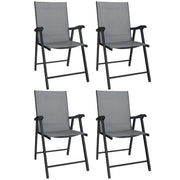 Folding Garden Chairs Set of 4 for Comfortable Outdoor Seating With Breathable Mesh - Supports Up To 120kg Outsunny