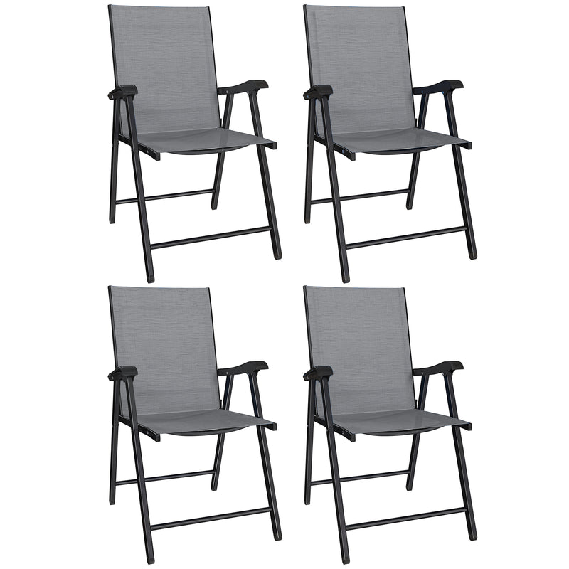 Folding Garden Chairs Set of 4 for Comfortable Outdoor Seating With Breathable Mesh - Supports Up To 120kg Outsunny